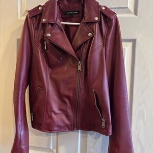 Wilson's Leather Burgundy Moto Jacket